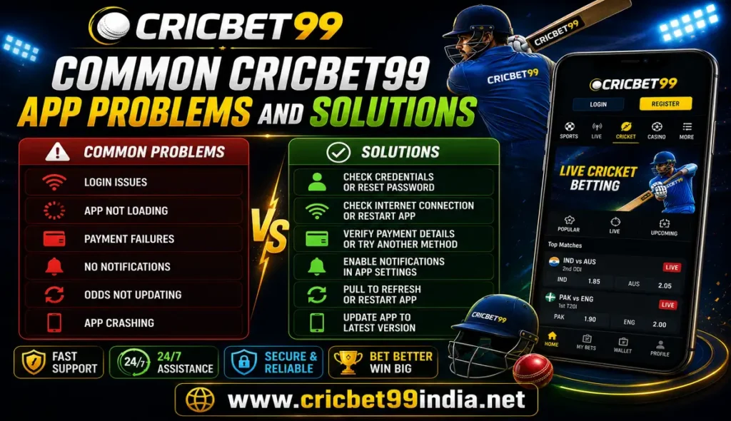 Common Cricbet99 App Problems and Solutions